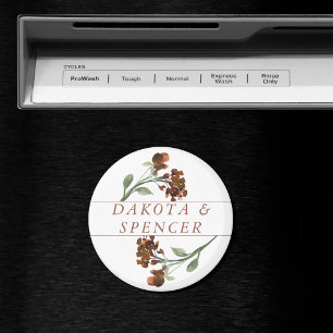 Imã Bohemian Wildflower   Casamento Floral Laranja Que