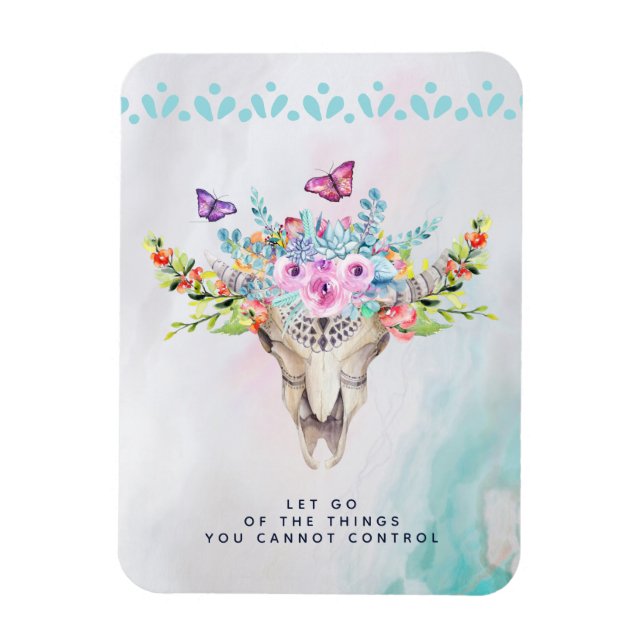 Ímã Boho Animal Skull Inspiration Quote Deixar (Vertical)