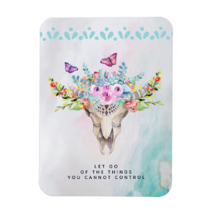 Ímã Boho Animal Skull Inspiration Quote Deixe-me ir