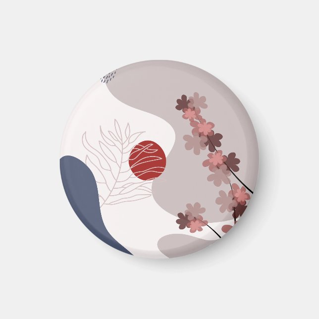 Imã Boho Azul Magenta Botânico (Frente)