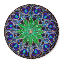 Boho Blue Green Heart Mandala Magnet