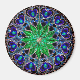 Imã Boho Blue Green Heart Mandala Magnet