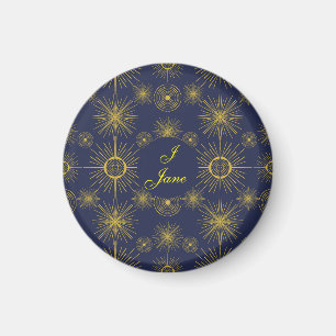 Imã Boho Celestial Sun Stars Personalizadas Azul