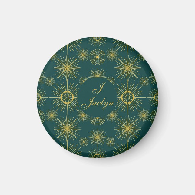 Imã Boho Celestial Sun Stars Teal Personalizado (Frente)