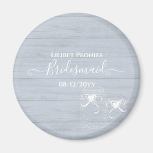 Imã BoHO Dusty Blue Driftwood Casamento Mason Jars