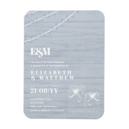 Ímã BoHO Dusty Blue Driftwood Casamento Mason Jars