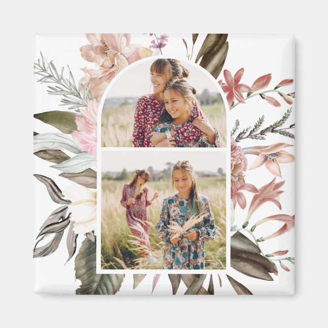 Imã Boho Floral Dois Magnetos Fotográficos (Frente)
