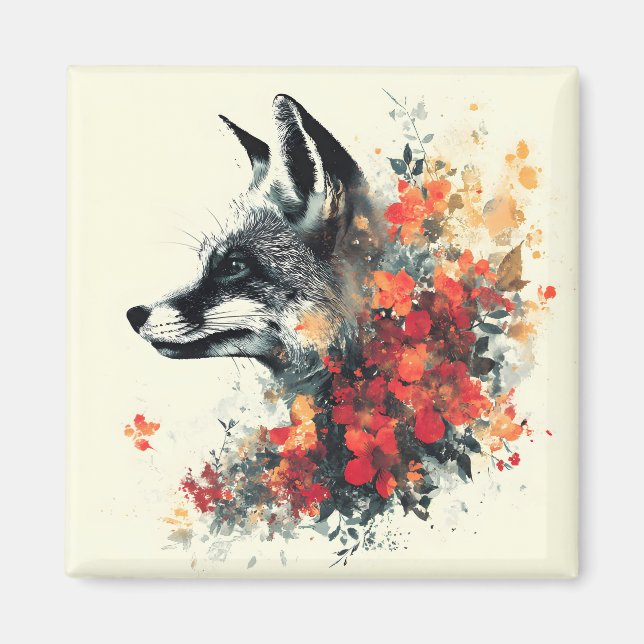 Imã Boho Floral Fox Willife Nature (Frente)