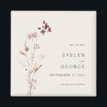 Imã Boho Floral Mínimo Elegante Salve a Data<br><div class="desc">Boho Floral,  Minimalista Elegante,  Salve o ímã de data</div>