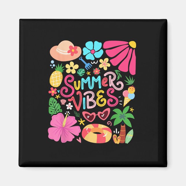 Imã Boho Flower Hello Summer Vibes Funny Beach Life Me (Frente)