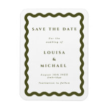 Boho Green Wavy Frame Weding the Date Magnet