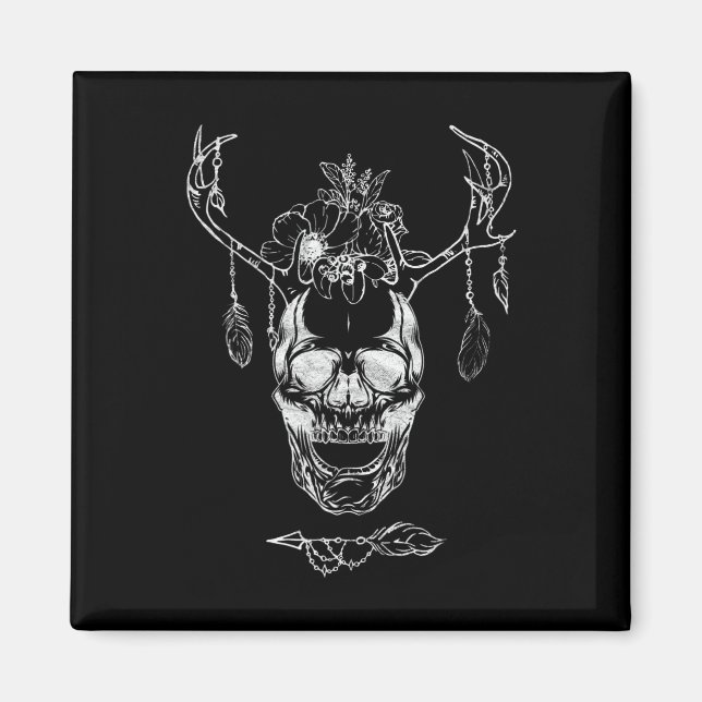 Imã Boho Halloween Skull (Frente)
