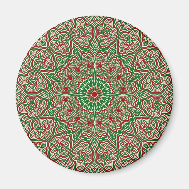 Imã Boho Hippie Funky Trippy Ornamentado Natal Mandala (Frente)