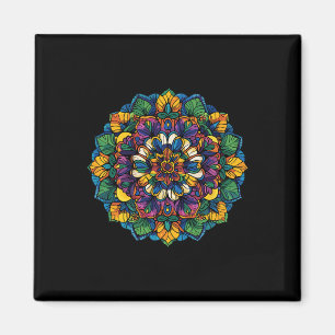 Imã Boho Lotus Mandala Colorido Floral Yoga Meditação