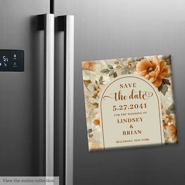 Imã Boho Moderno Terroso Marfim Salva a Data Floral Sa (Modern Boho Earthy Ivory Sage Floral Save the Date)