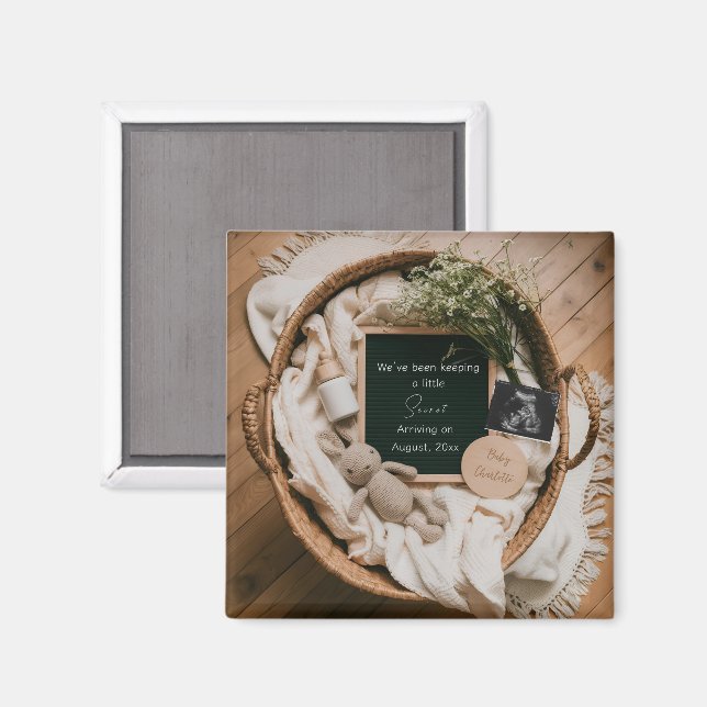 Imã Boho Neutral Pregnancy Announcement keepsake  (Front/Back)