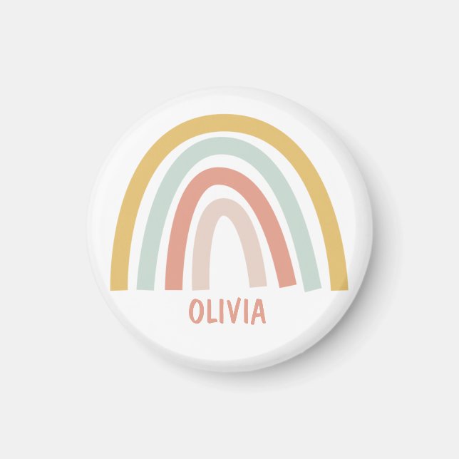 Imã Boho Pastel Rainbow Personalizado (Frente)