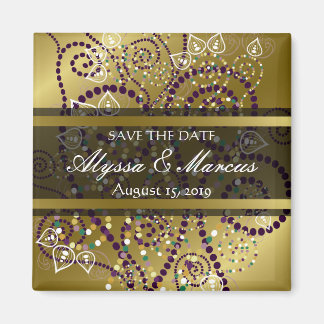 Imã Boho Roxo Espirais Dotados Chic Dourado Salvar A D
