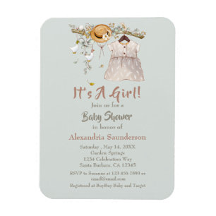 Ímã Boho Rustic Greenery Baby Girl