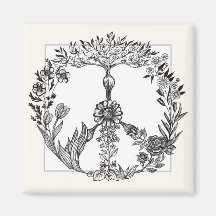 Boho Sinal de Paz Elegante Girly Bonita Floral Bon