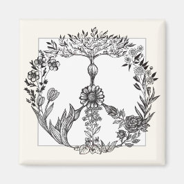 Imã Boho Sinal de Paz Elegante Girly Bonita Floral Bon