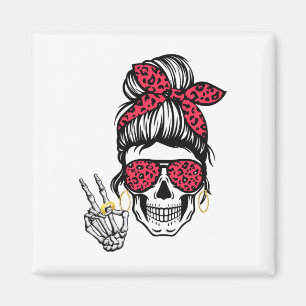 Imã Boho Skeleton Peace Sign Messy Bun Ndana Halloween