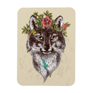 Ímã Boho Style Wolf Halo Retrato