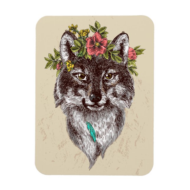 Ímã Boho Style Wolf Halo Retrato (Vertical)