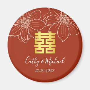 Imã Boho vermelho moderno casamento floral chinês
