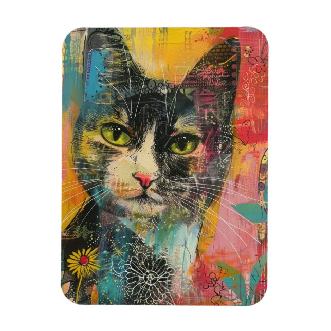 Ímã Boho Watercolor Cats - Terna Feline Art (6) (Vertical)