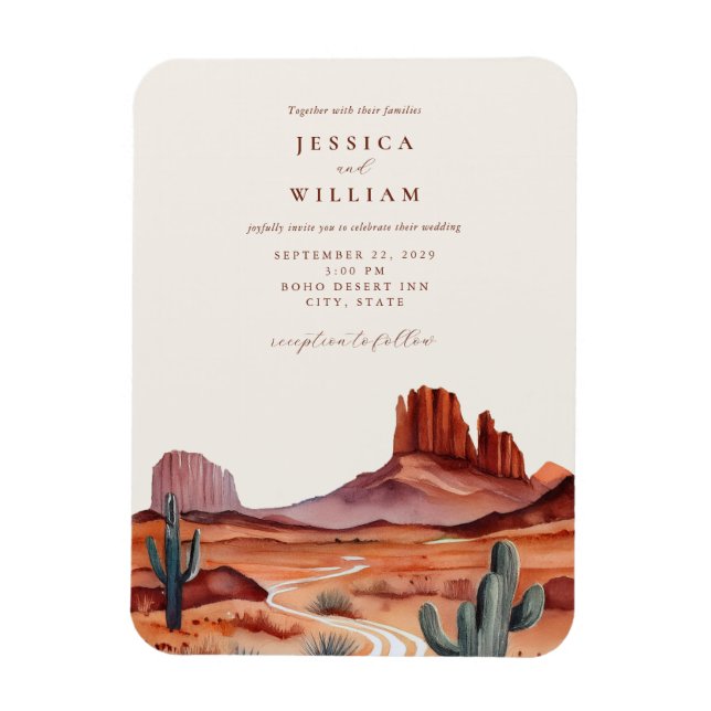 Ímã Boho Watercolor Desert Invitation Magnet (Vertical)