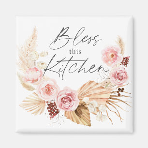 Imã Boho watercolor Floral Pampas Grass Kitchen