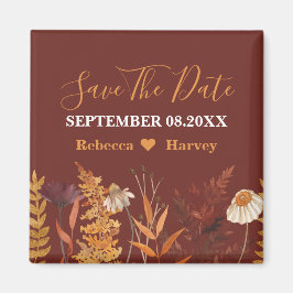 Imã Boho Wildflower Autumn Casamento outono Save Date