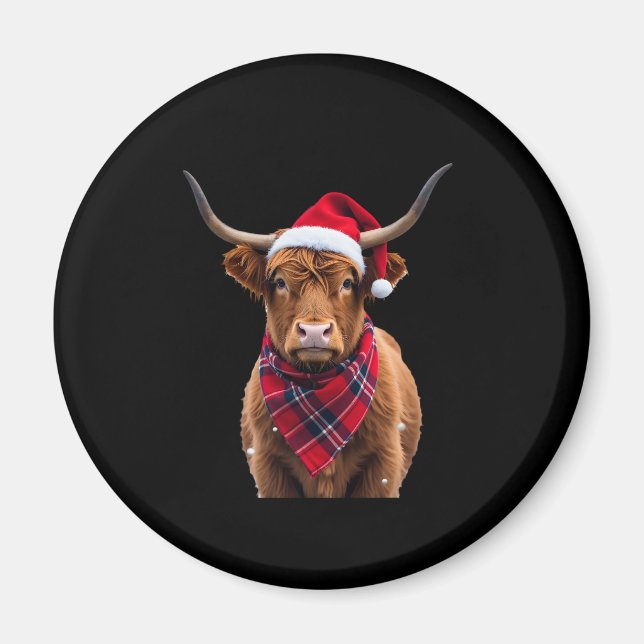 Imã Boho Xmas Christmas Highland Cow T-Shirt (Frente)