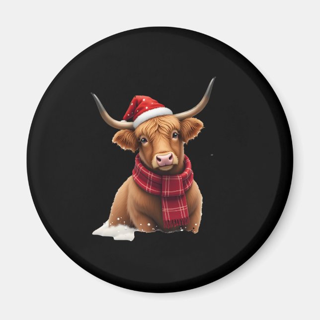 Imã Boho Xmas Christmas Highland Cow T-Shirt (1) (Frente)