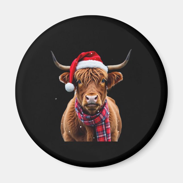 Imã Boho Xmas Christmas Highland Cow T-Shirt (2) (Frente)