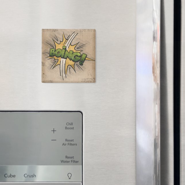 Imã BOING! Vintage Comic Book Steampunk Pop Art (In Situ (Fridge))
