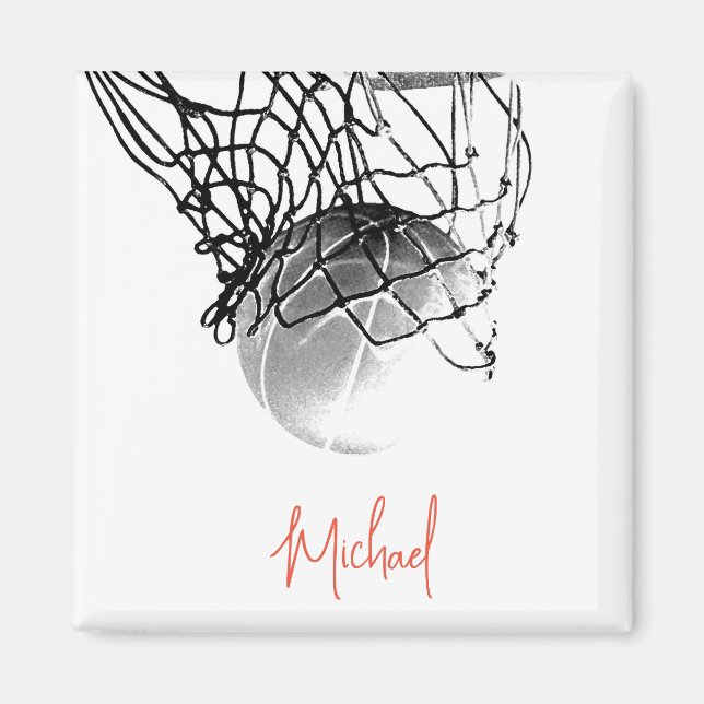 Imã Bola de Basquete Preta e Branca e libere o seu nom (Frente)