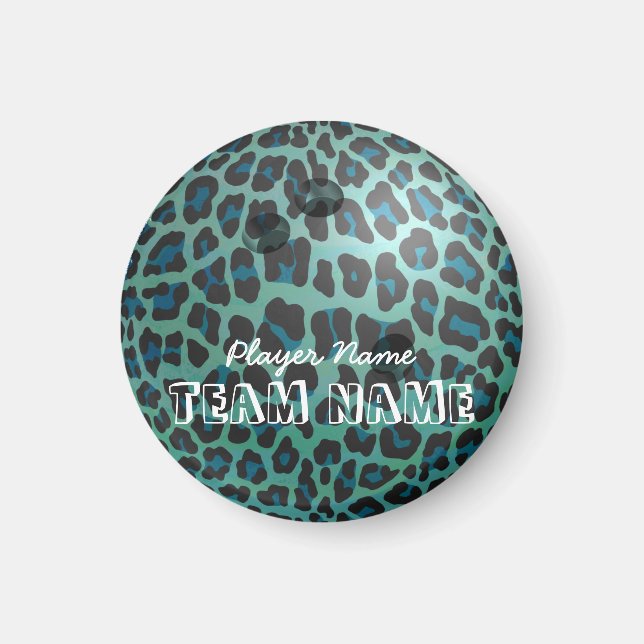 Imã Bola de boliche Leopard Teal (Frente)