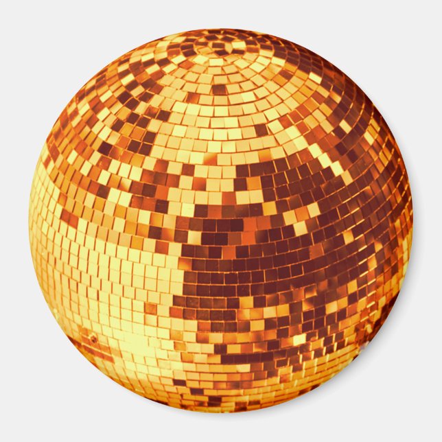 Imã Bola de discoteca retrô brilho glitter dourado ani (Frente)