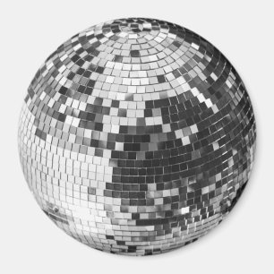 Imã Bola de discoteca retrô brilho glitter prata anive