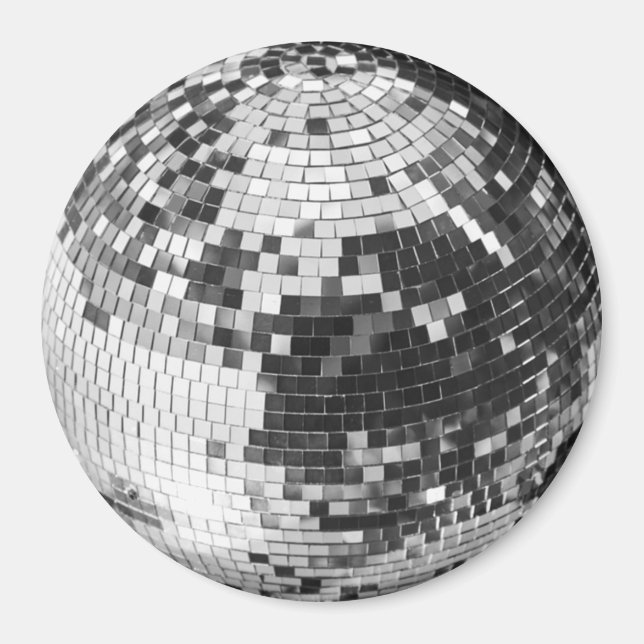 Imã Bola de discoteca retrô brilho glitter prata anive (Frente)