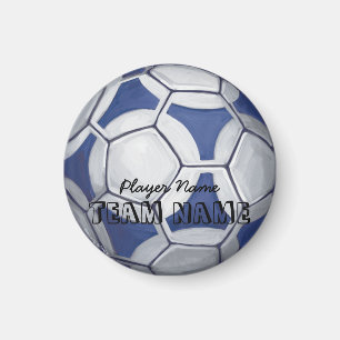 Imã Bola de Futebol Azul e Branco Nome e Número