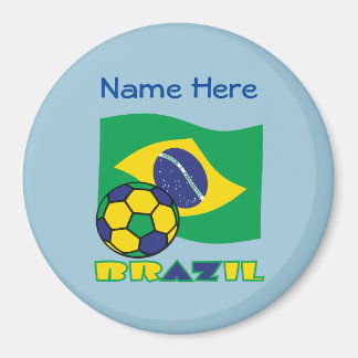 Imã Bola de Futebol Bandeira do Brasil Azul Personaliz