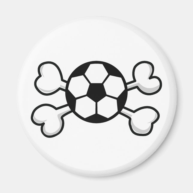 Imã bola de futebol Caveira e Crossbones (Frente)
