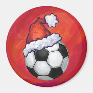 Imã Bola de futebol de Santa Hat em vermelho