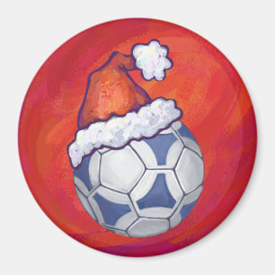 Imã Bola de futebol festiva azul e branca em vermelho