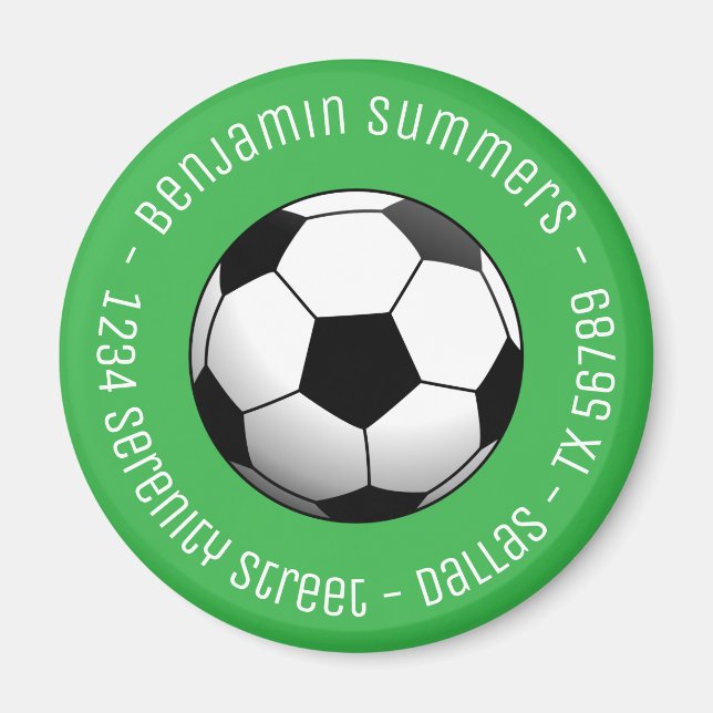Imã Bola de Futebol no Verde com Texto Personalizado (Frente)