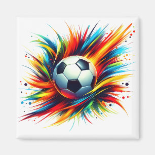 Imã Bola de Futebol Splash Futurista Abstrato