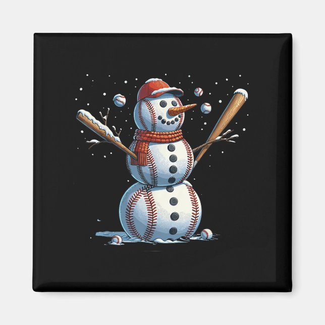 Imã Bola de Neve Beisebol Natal Inverno  (Frente)